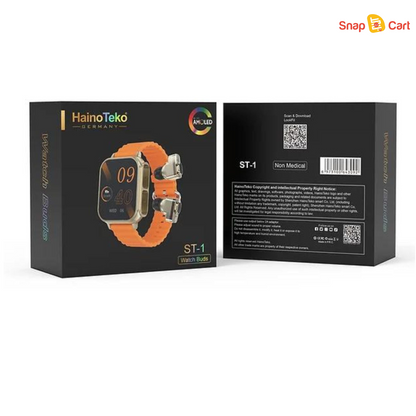 Premium Haino Teko Germany Amolded Display Smartwatches (ST-1) Watch Buds_Orange