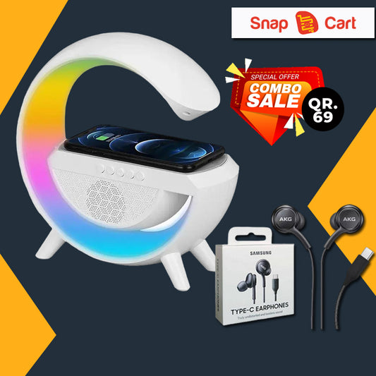 G-Shape LED Wireless Charging Speaker Lamp & Earphones