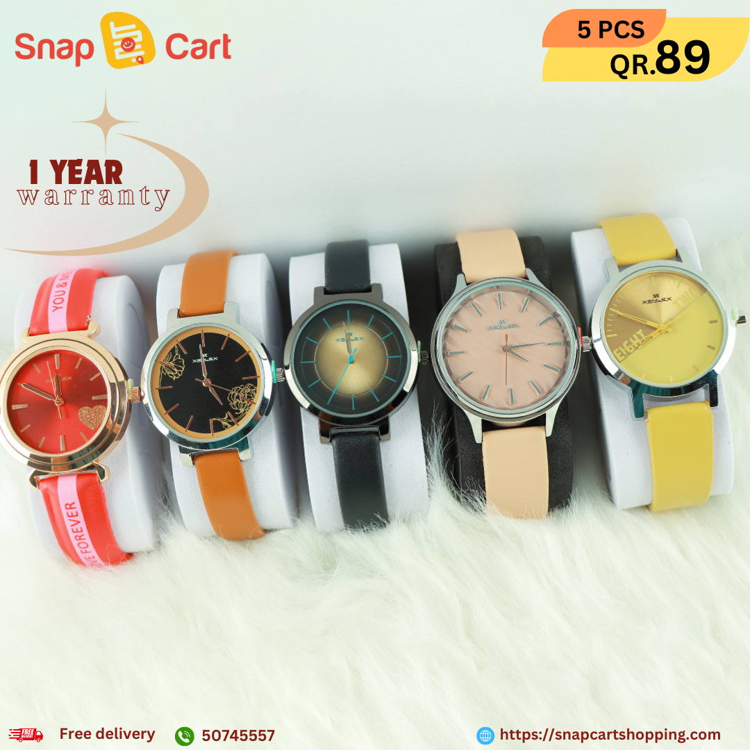 Women's Leather Watch - 5 pc Set